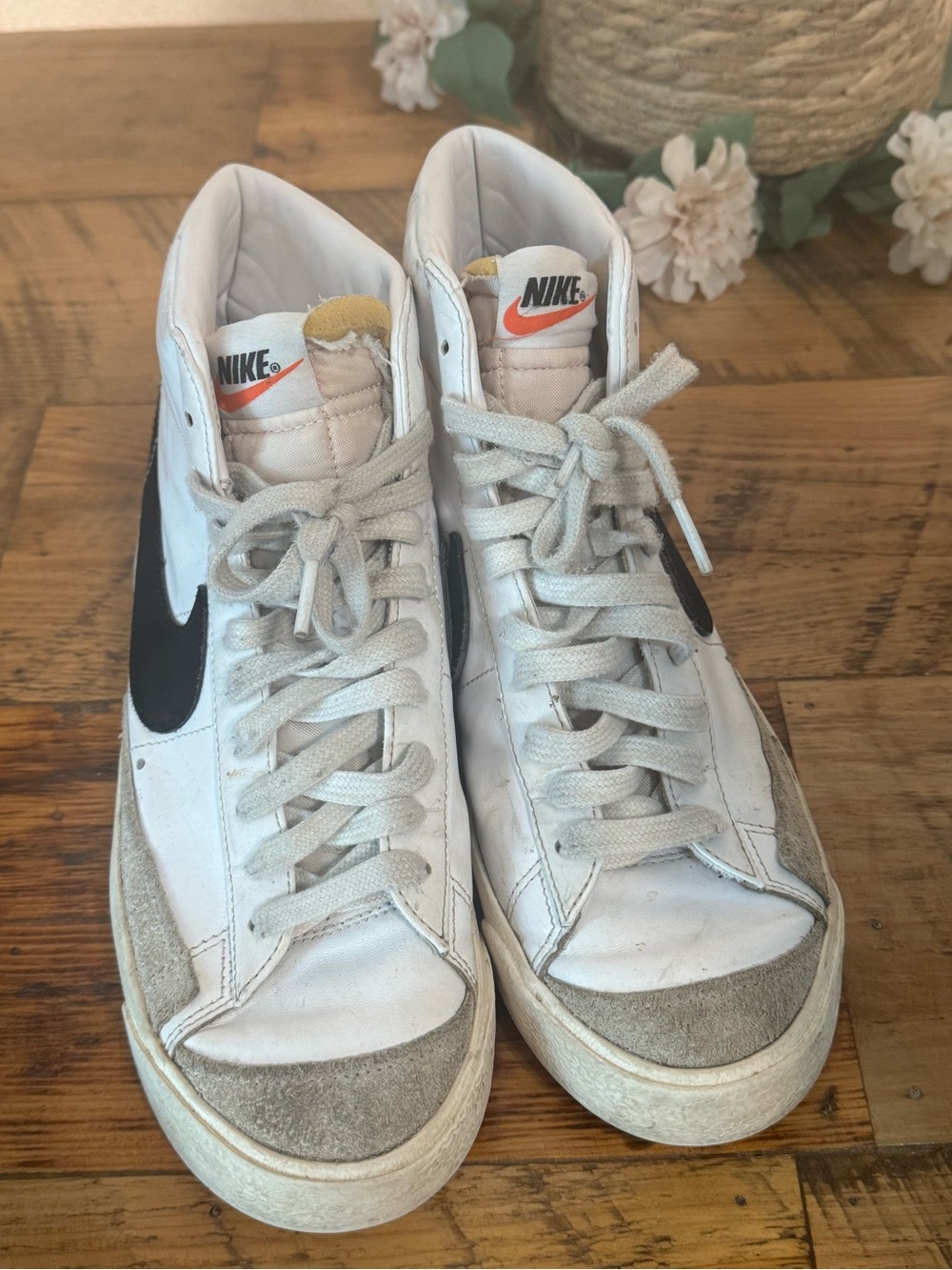 Nike White and Black High-Top Sneakers